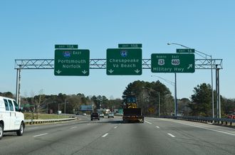 I-664 south at I-64/264 - Bowers Hill, VA