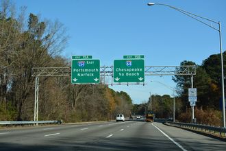 I-664 south at I-64/264 - Bowers Hill, VA