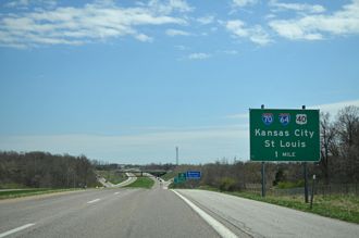 US 61 south at I-64-70/US 40 - Wentzville, MO
