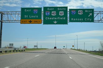 US 61 south at I-64-70/US 40 - Wentzville, MO