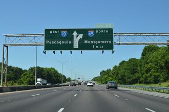 I-10 west at I-65 - Mobile, AL