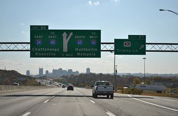 I-24 east / I-65 south split - Nashville, TN