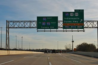 I-90/Indiana Toll Rd east at I-65/US 12-20 - Gary