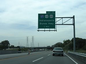 I-90/Indiana Toll Rd west at I-65/US 12-20 - Gary