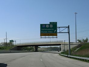 I-90/Indiana Toll Rd west at I-65/US 12-20 - Gary