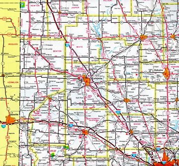 Interstate 65 corridor north of Indianapolis – 1970-71 Indiana Official Highway Map