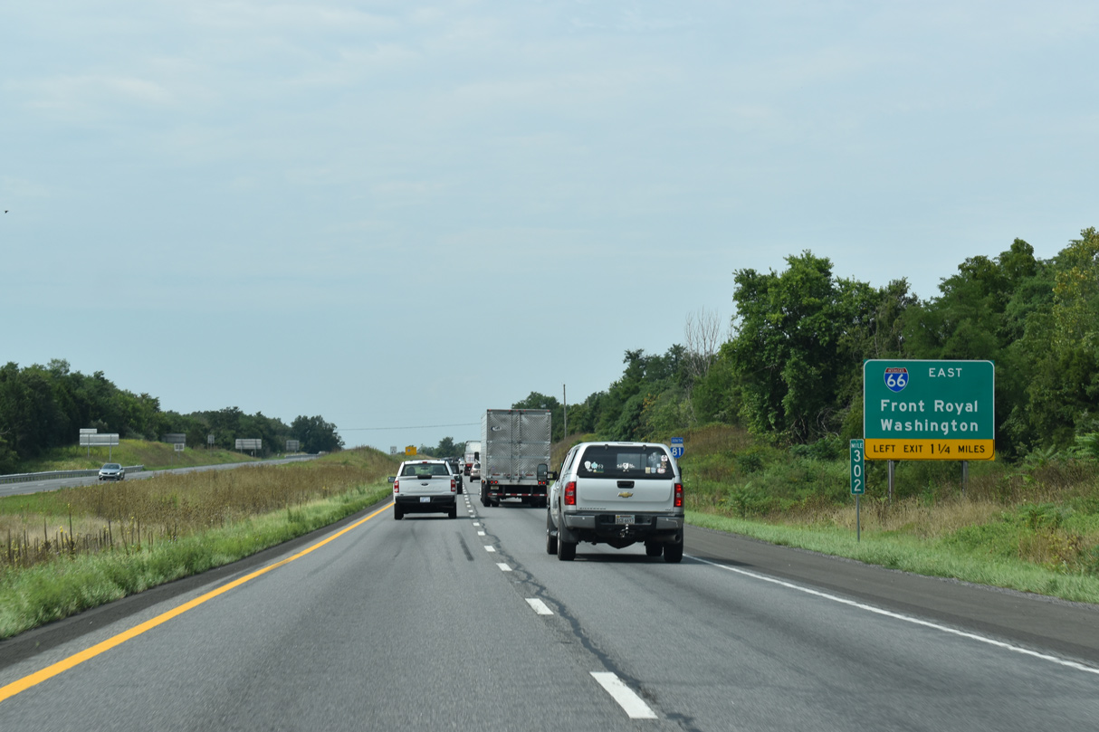 I-81 south at Middletown, VA, 1.25 miles from I-66.