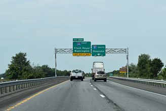 I-81 south ahead of I-66 near Strasburg, VA.