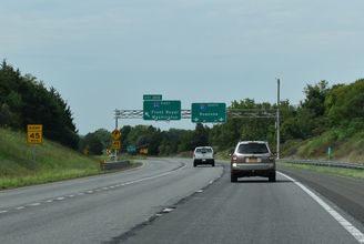 I-81 south at I-66 east to Front Royal, VA and Washington, DC.