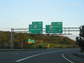 I-68/US 40 east at I-70/US 522 - Hancock, MD