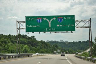 I-68 west at I-79 - Morgantown, WV