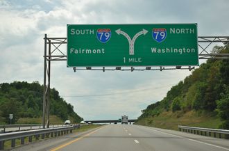 I-68 west at I-79 - Morgantown, WV