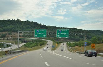I-68 west at I-79 - Morgantown, WV