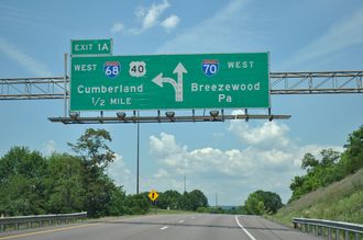 I-70/US 40 west at I-68/US 522 - Hancock, MD