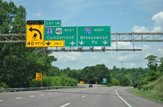 I-70 West at Interstate 68 in Hancock, Maryland