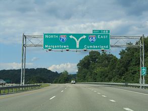 I-79 north at I-68 - Morgantown, WV