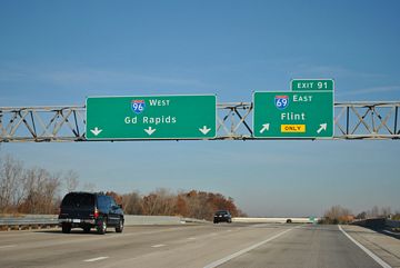 Interstate 69 North at the separation with I-96 in Lansing, Michigan