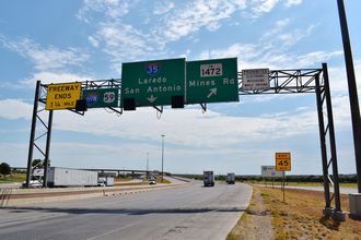 The Northbound beginning of Interstate 69W in Laredo, Texas