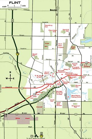 1970 map of Flint, Michigan
