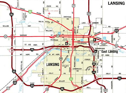1979 map of Lansing, Michigan