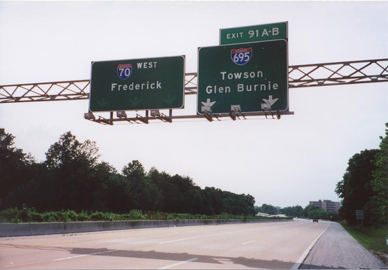 I-70 west at I-695 - Woodlawn, MD