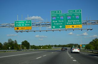 I-70 east at I-695 - Woodlawn, MD
