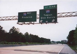 I-70 west at I-695 - Woodlawn, MD