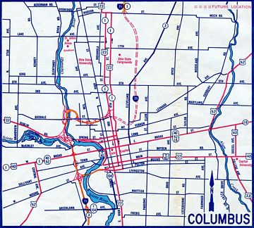 Columbus – 1961 Ohio Official Highway Map