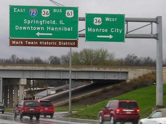 US 61 south at I-72/US 36/Route 100 - Hannibal, MO