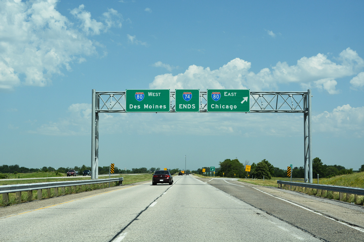 I-74 west at I-80 - Davenport, IA