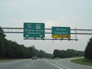 I-74 west at I-40 - Winston-Salem, NC