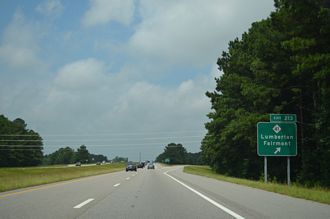 US 74 west at I-74/NC 41 - Lumberton, NC