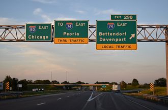 I-80 East at Interstate 74 in Davenport, Iowa