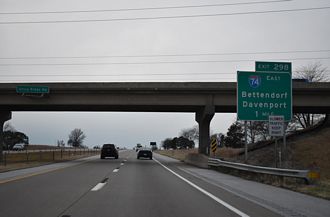 I-80 west at Utica Ridge Rd, one mile from I-74 in Davenport, Iowa