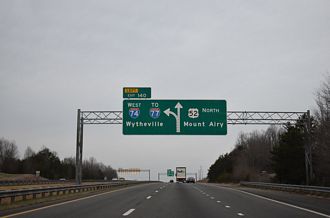 US 52 west at I-74 - Holly Springs, NC