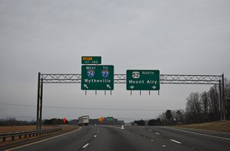 U.S. 52 West at Interstate 74 near Mount Airy, North Carolina