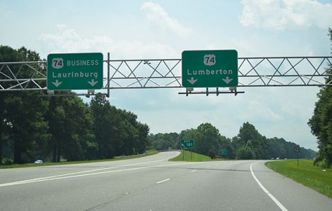 US 74 east at I-74 - Laurinburg, NC