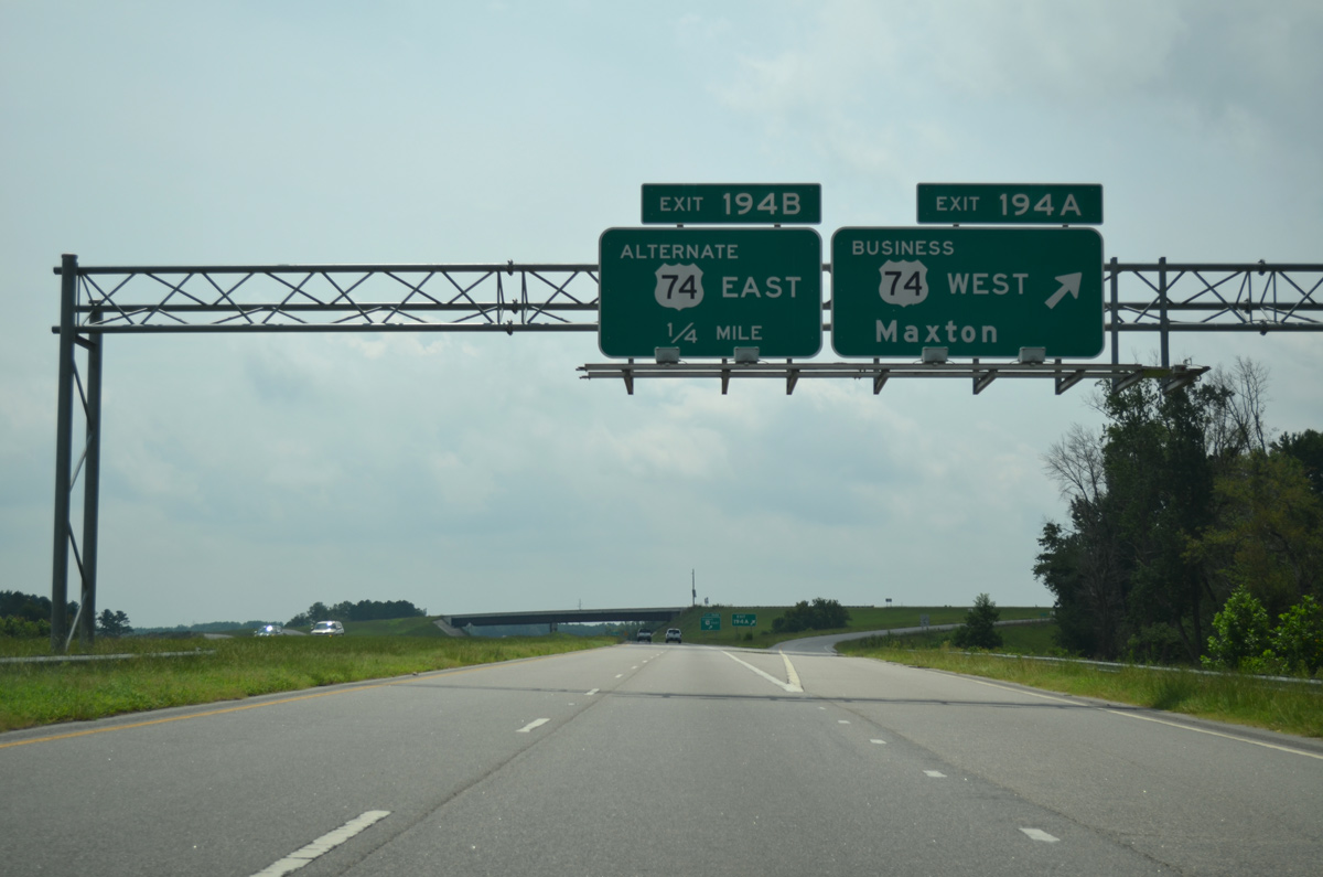 US 74 east at I-74/US 74A - Maxton, NC