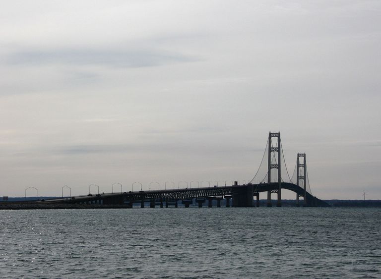 Interstate 75 crossing the Mackinac Bridge