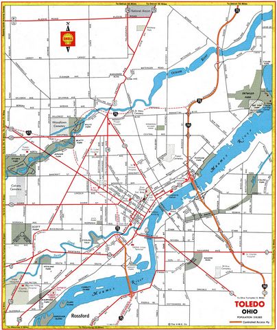1966 road map of Toledo, Ohio