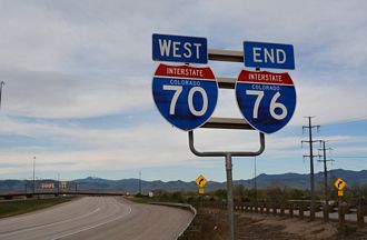 The west end of Interstate 76 at Wheat Ridge, Colorado