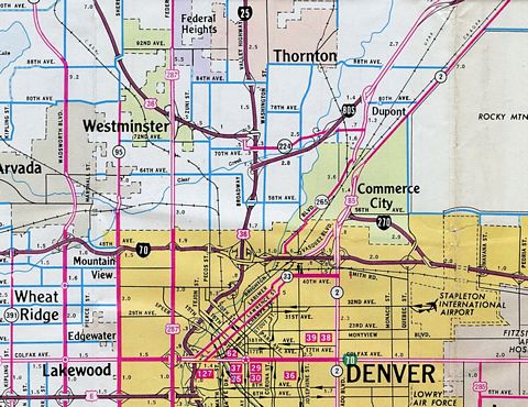 Interstate 80S north of Denver – 1968 Colorado Official Highway Map