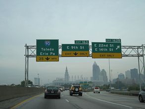 I-77 north at I-90 and E 14th/22nd Streets