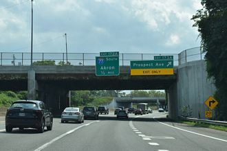 I-90 west at Prospect Avenue in Cleveland, OH