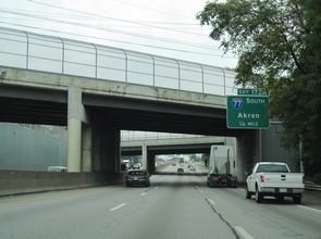 I-90 west a quarter mile ahead of I-77 south