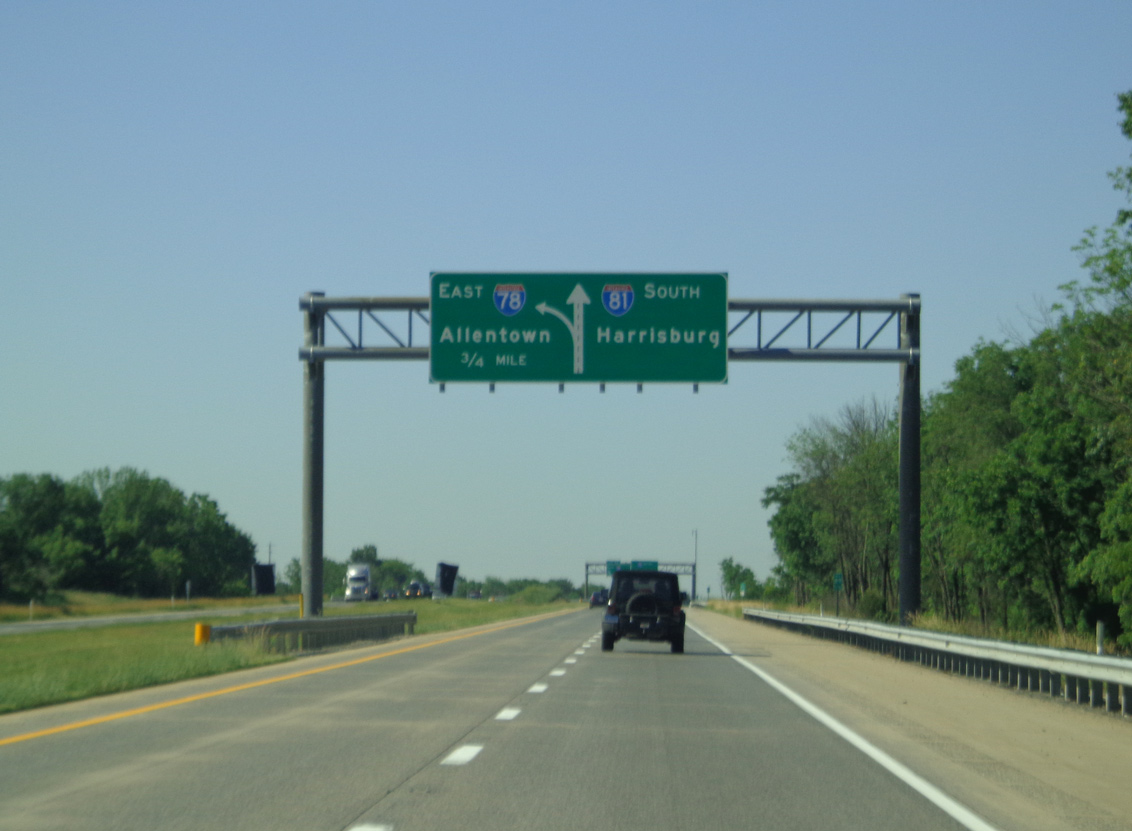I-81 south at I-78 - Union Twp, PA