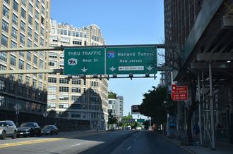 Canal Street west at Interstate 78 to the Holland Tunnel in Manhattan, New York
