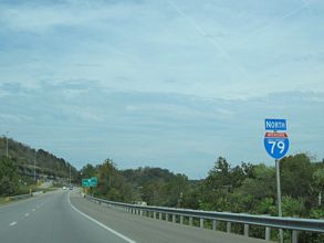 The northbound beginning of Interstate 79 at Charleston, West Virginia