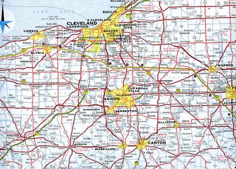 Northeastern Ohio – excerpt from the 1962 Rand McNally North American Road Atlas