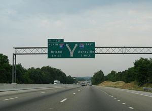 I-40 east at I-81 - Dandridge, TN